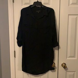 Black button down dress from Banana Republic